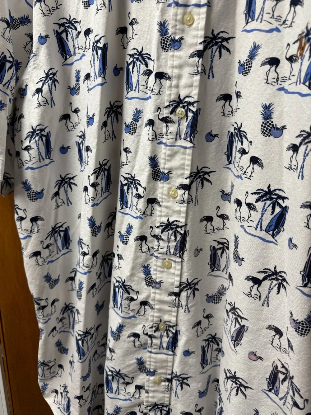Polo Ralph Lauren Mens Hawaiian Short Sleeve Button Up Shirt Blue White 3XLT